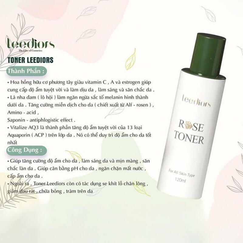 Nước hoa hồng Leediors Rose Toner
